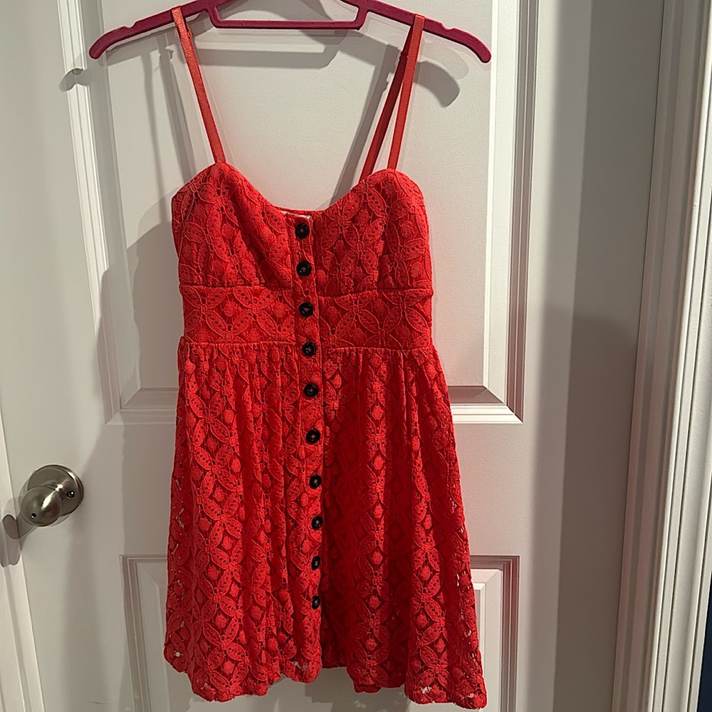 Bright Coral Lace Dress